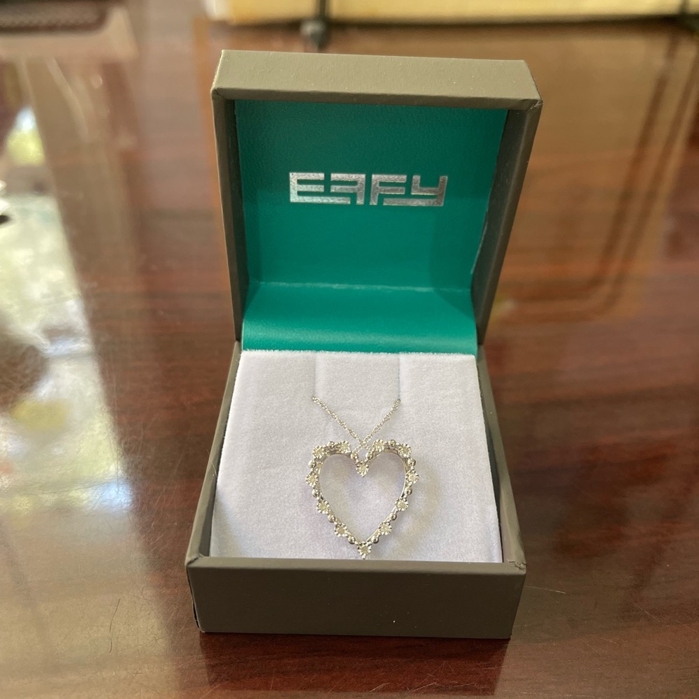Elegant Sterling Silver Heart Necklace 1/10 ct diamond
